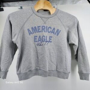 American Eagle Seriously Lived-In Gray Graphic Crewneck Sweatshirt Medium